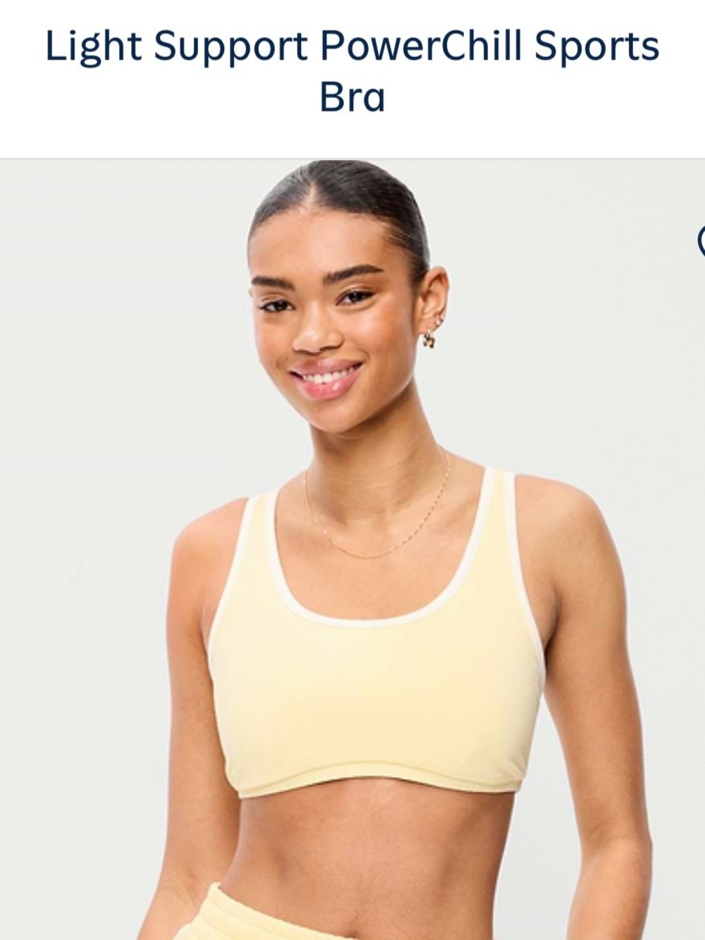 Old Navy Light Support PowerChill Sports Bra - Pale Yellow